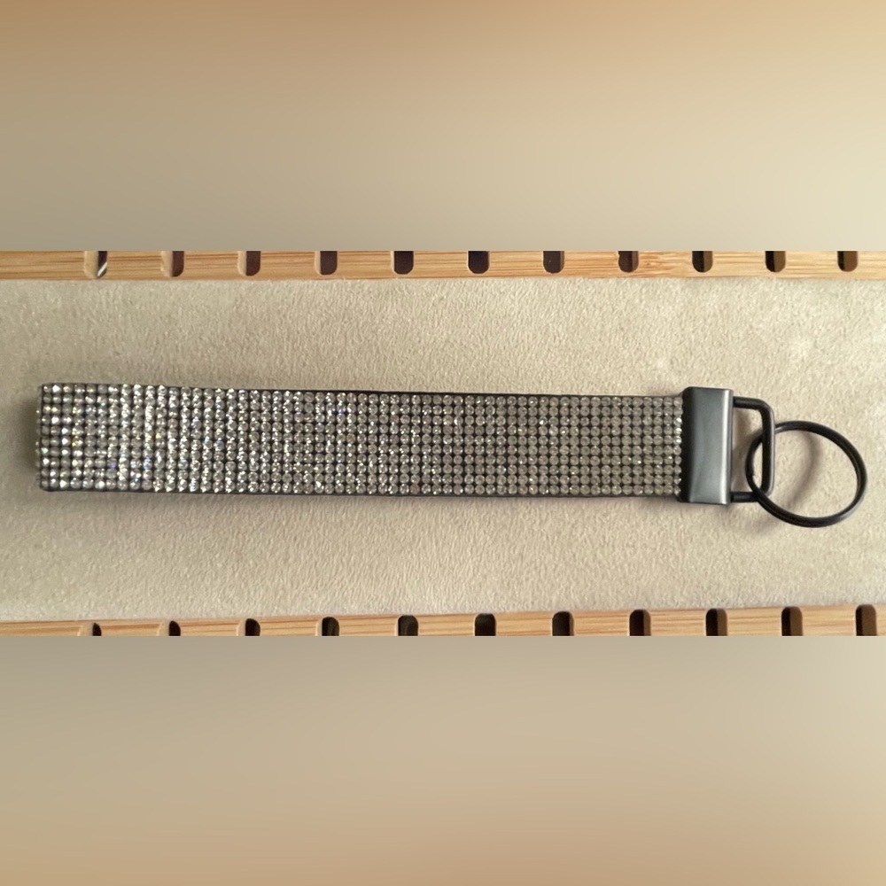 Sparkly Rhinestone Keychain Wristlet Strap – Silver Bling Key Holder- NEW